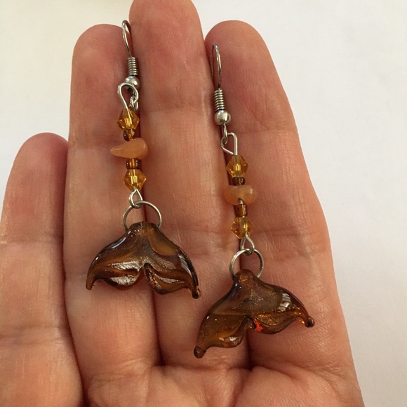 Murano glass fin silver earrings - Picture 2 of 6